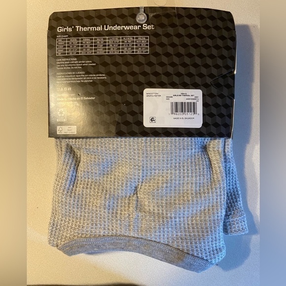 GIRLS Size XS 4-5 Grey Two Piece Thermal Underwear Set - Picture 4 of 5